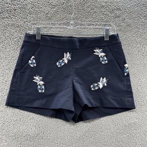Loft Shorts Women's Petite 0 Blue‎ Beaded & Embroidered Pineapple Casual Shorts